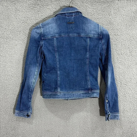 A/X Armani Exchange cropped denim jean jacket Womens XS blue Metal Buttons - Picture 3 of 7